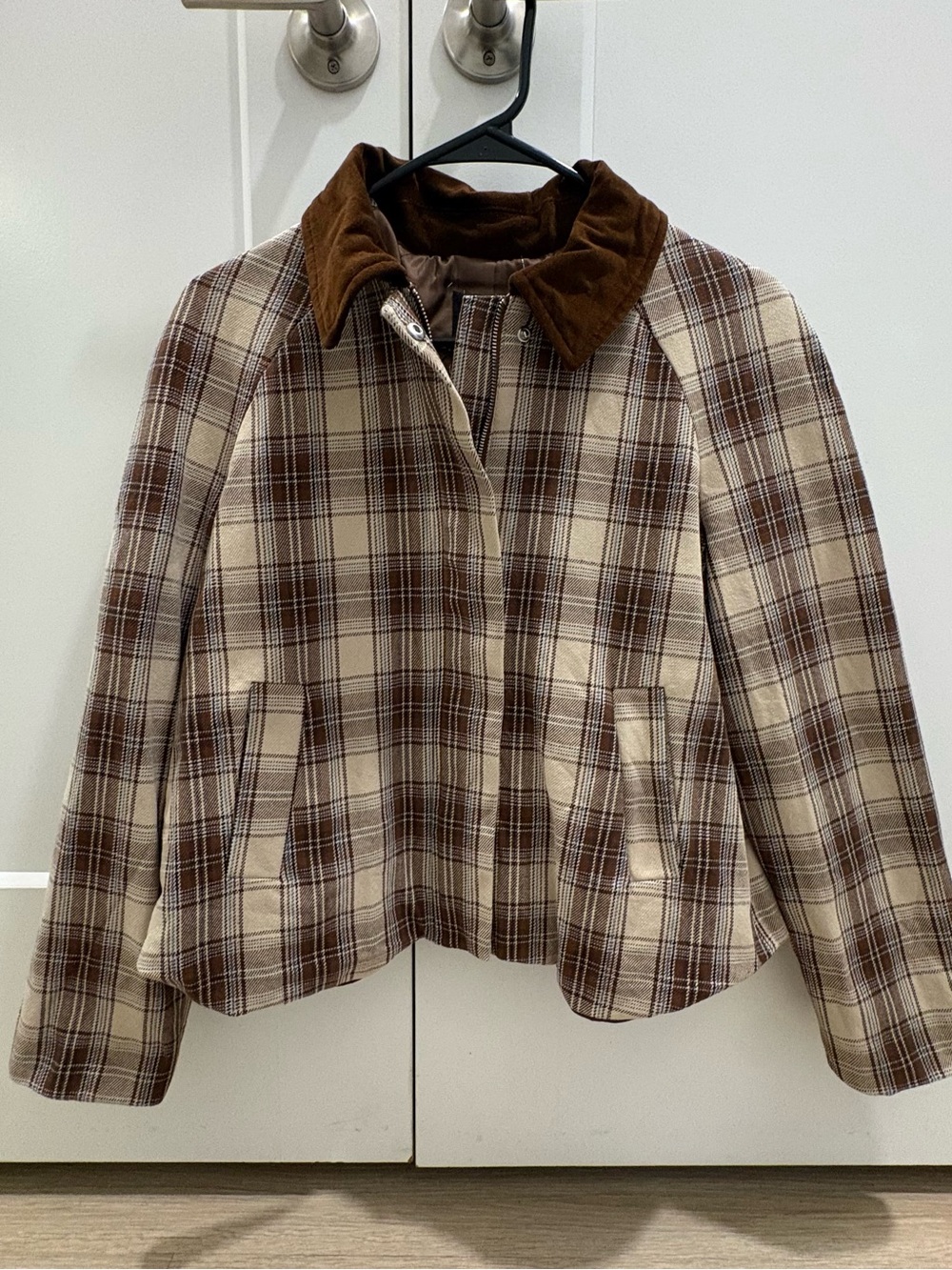 Christian Lacroix Brown and Cream Plaid Wool-Blend Jacket